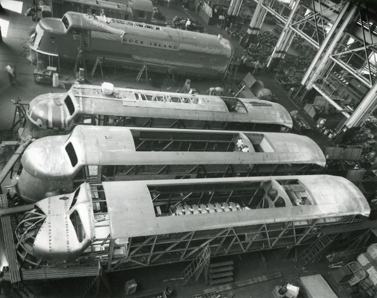 Chicago, Rock Island and Pacific, 1200 hp passenger locomotives on assembly floor in 1937..jpg