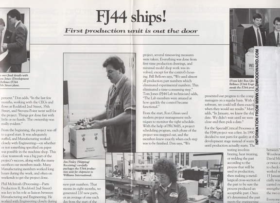 The first FJ44 fuel control system ships, circa 1992.