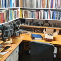 The desk area.