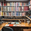 The desk area.