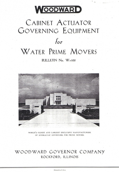 The first Woodward Cabinet Actuator Governor System catalogue, circa 1941. Documenting the evolution of the Woodward governor systems. 01.jpg