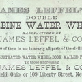A JAMES LEFFEL'S DOUBLE TURBINE WATER WHEEL ADVERTISEMENT.