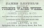 A JAMES LEFFEL'S DOUBLE TURBINE WATER WHEEL ADVERTISEMENT.