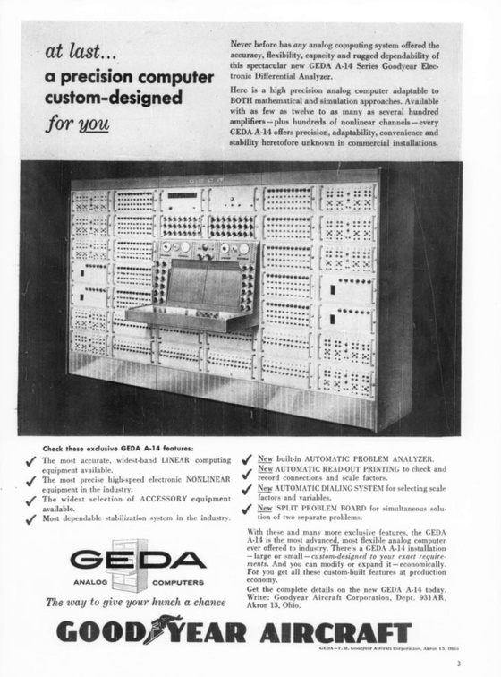 The Goodyear Aircraft Company's GEDA A-14 series Electronic Differential Analyzer.