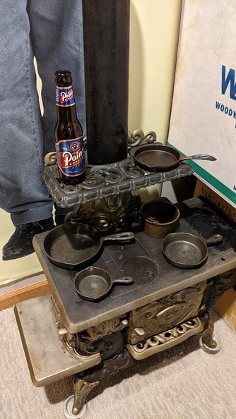 3.  The stove with a 7oz Point Special Lager Beer bottle.