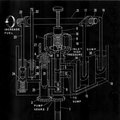 A schematic drawing of the Marquette LE type hydraulic governor.