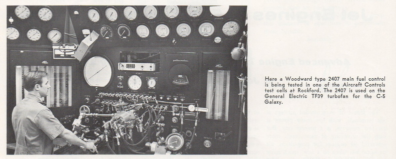 Close-up of a Woodward jet engine fuel control governor system on the test stand.