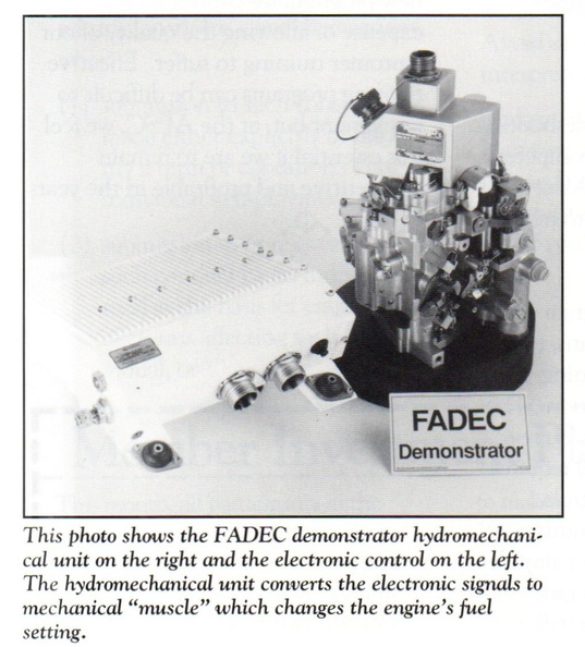 Close-up of the Woodward FEDEC HMU control system.
