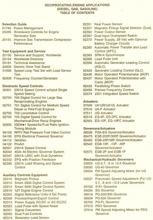 A vintage Woodward reciprocating engine application data sheet, circa 1992.