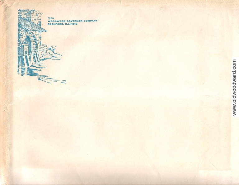 From the WOODWARD GOVERNOR COMPANY. ROCKFORD, ILLINOIS. Mailed in 1958