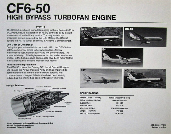 History of the CF6-50 Jet Engine.
