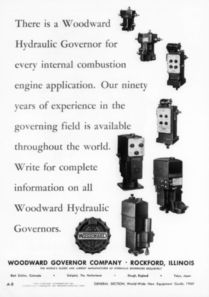 A vintage Woodward governor advertisement from 1960.