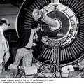 A massive G.E. CF6-50 gas turbine engine.