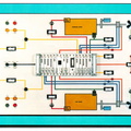 This demonstration panel illustrates the operation of a Woodward 43027 electronic fuel control system for marine applications.