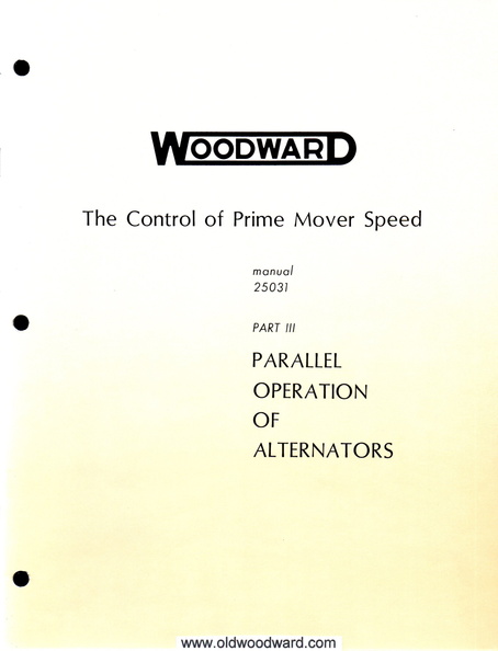 The Control of Prime Mover Speed history project.