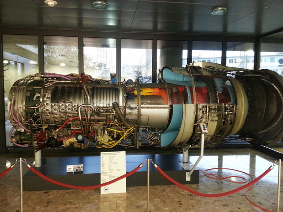 This is General Electric Company's CJ805 commercial gas turbine engine of the J79 jet engine.