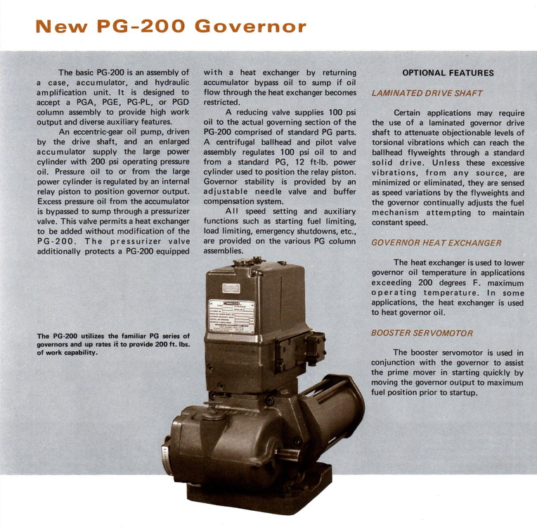 The new Woodward PG-200 Governor.