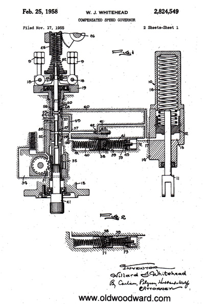 COMPENSATED SPEED GOVERNOR PATENT NUMBERS 2,756,725 AND NUMBER 2,824,549.