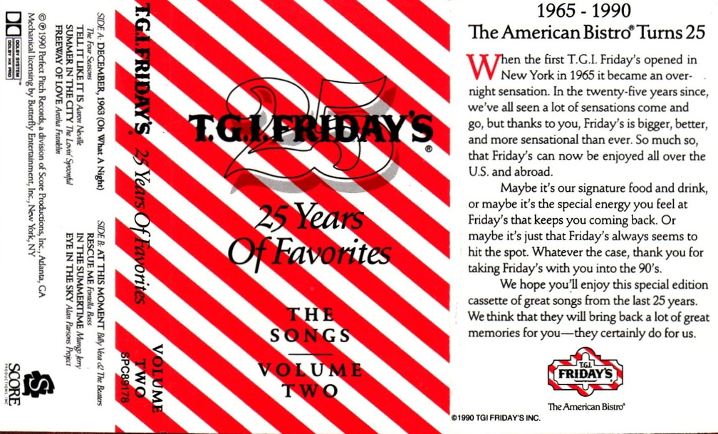 T. G. I. FRIDAY'S 25 Years of Favorite Songs.
