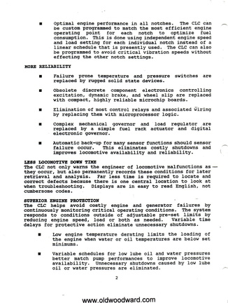 DIGITAL WOODWARD TECHNOLOGY FOR LOCOMOTIVE CONTROL.  THE CLC CONTROL SYSTEM HISTORY PAGE 2.