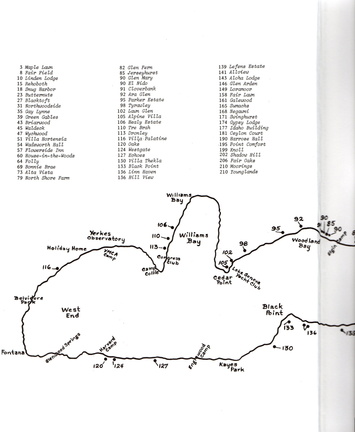 Location of the homes around Lake Geneva that are in the book.