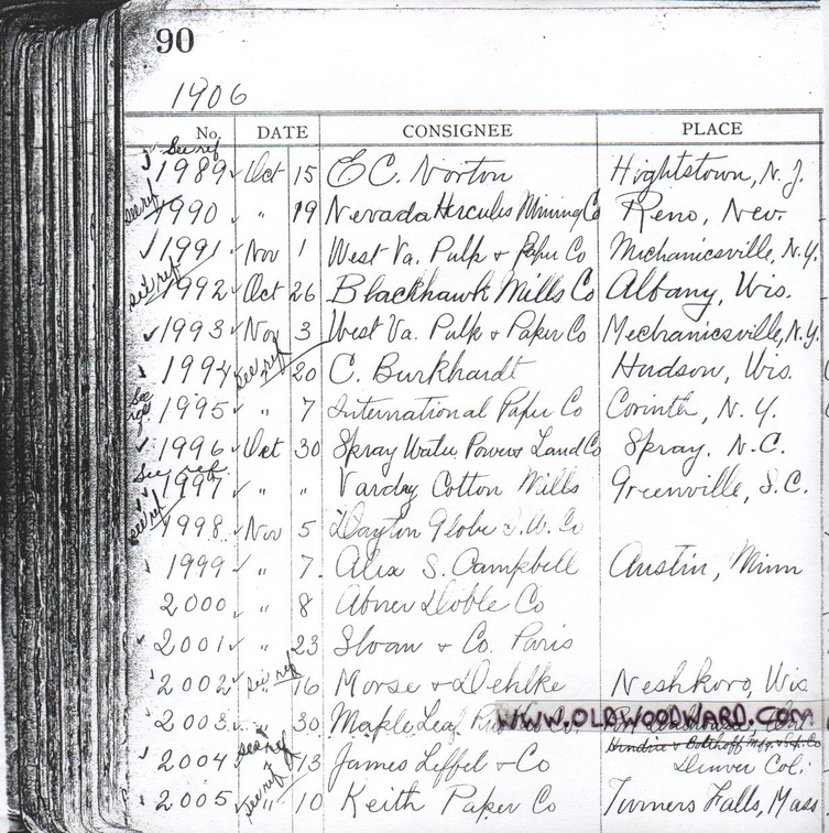 Woodward Governor serial number book , circa 1906.