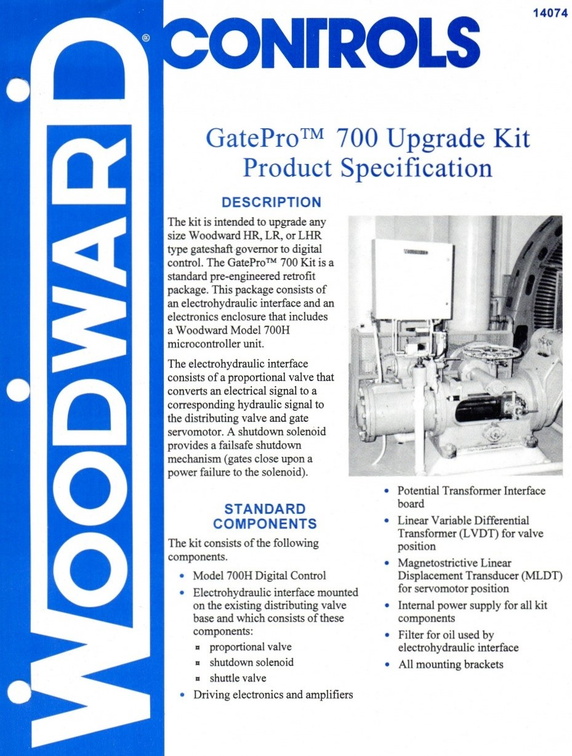 The Woodward GatePro 700 digital governor system.