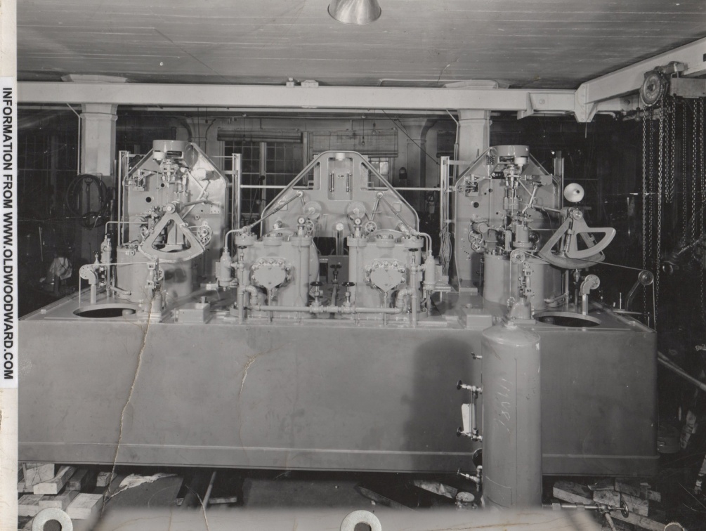 A Woodward Twin Cabinet Actuator Governor system on the factory floor on Mill Street in 1939.