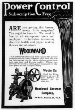 Woodward Power Control subscription for free, circa 1911.