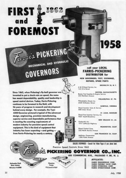 Pickering Governors for 1958.