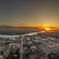 A drone's view 392 feet above Stevens Point, Wisconsin looking toward the Wisconsin River of history.