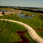 A Woodward Governor Company ride in a helicopter over the new manufacturing facility in Stevens Point, Wisconsin.