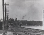 An 1905 view of the Milwaukee Railroad and Chicago & Northwestern Railroad crossing on Lake Monona.