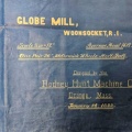 GLOBE MILLS. One Pair 36'' McCormick turbine water wheels, horizontal shaft.  Designed and built by the Rodney Hunt Machine Company.