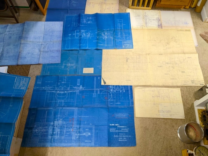 Old Hydroelectric turbine water wheel installation blueprints.