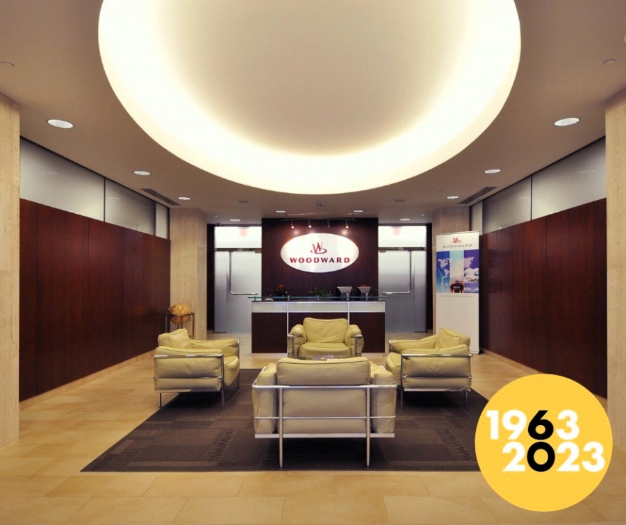 The Woodward Company's visitors lounge in Rockford, Illinois.