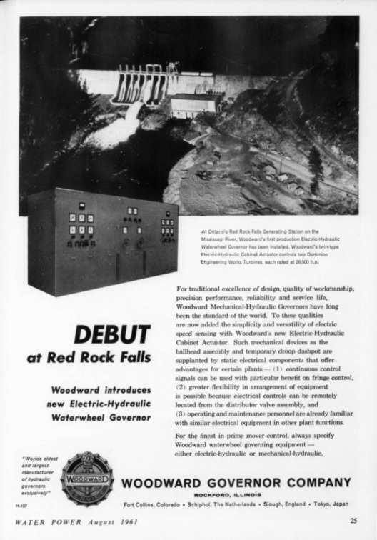 The first application of a Woodward electronic turbine water wheel governor system.
