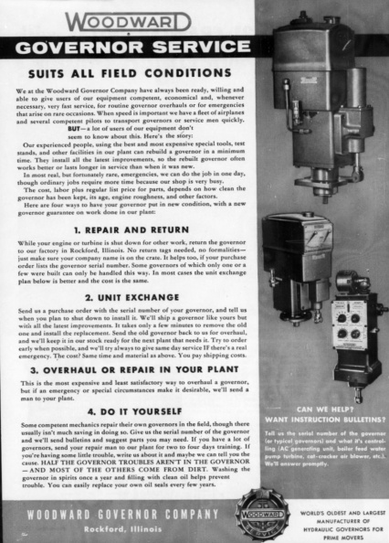 WOODWARD GOVERNOR SERVICE.