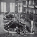 The Wausau Wisconsin Hydroelectric powerhouse showing Woodward gate shaft type governor systems.