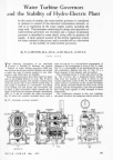 Water Turbine Governors and the Stability of Hydro-Electric Plant.