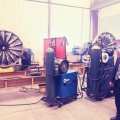 William Owens giving a tour on the James Leffel & Company's shop floor. 
