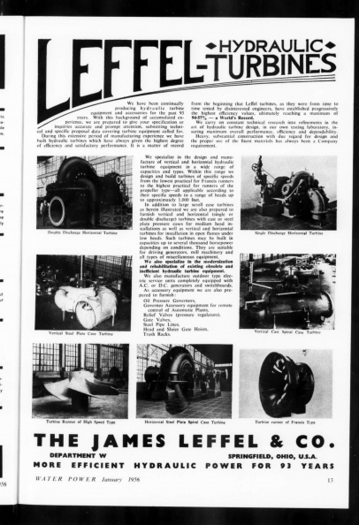 LEFFEL HYDRAULIC TURBINES.