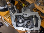 Removed the stainless steel flyweight cups (covers) to show the speeder spring and flyweight assemblies.