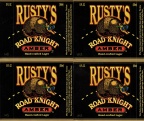 RUSTY'S ROAD KNIGHT AMBER.  Hand-crafted lager beer brewed in small batches