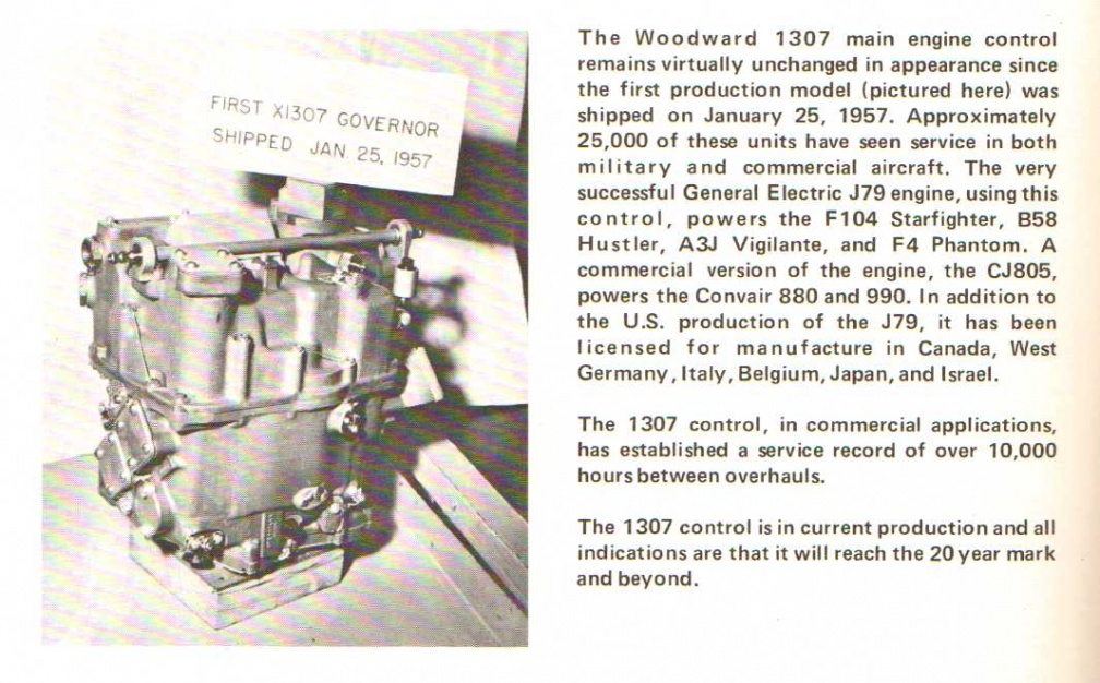 Woodward Governor Company's first large jet engine fuel control.