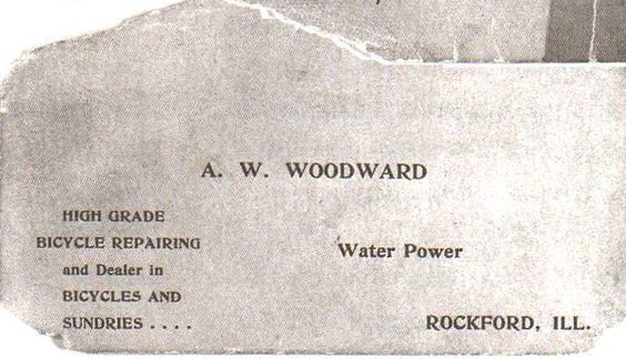 The front of an early A.W. Woodward business card.