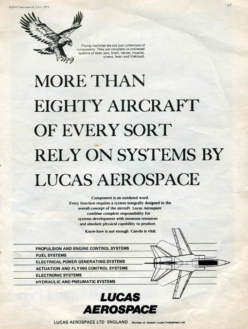 A Lucas Aerospace Company advertisement.