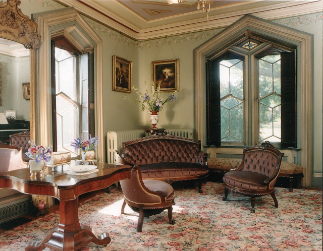 The parlor room in Robert Tinkers house in Rockford, Illinois.