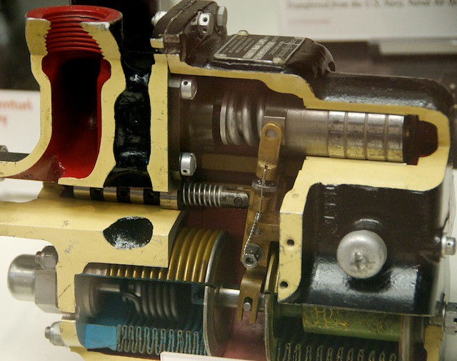 A cutaway of a metering valve section in a jet engine governor