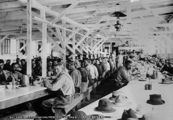 Dining room at the Pwer dam construction 1913.